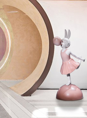 卡通人物3d打印雕塑吹泡t泡女孩样板房别墅装饰品儿童乐园落地摆