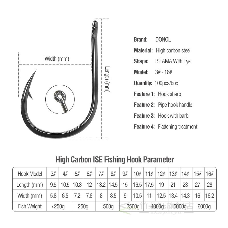 速发DONQL 50/100pcs Fishing Hooks Set Single Circle Fishhook - 图0