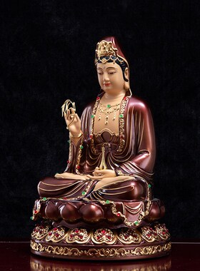 紫铜描金娑婆三圣释迦牟尼地藏王菩萨观世音菩萨神像家用供奉摆件