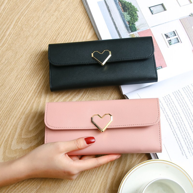 速发Women Long Wallets Purses Luxury Love Heart Wallets for - 图0