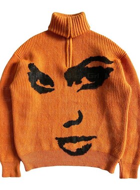 新品Men's Winter Fashion Aesthetics knit Sweater Vintage Tur