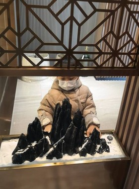 风水石天然原石长辈送礼孤品灵璧奇石真石书柜新中式摆件背有靠山