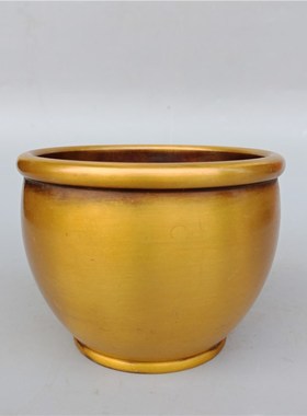 仿古纯铜莲花宣字缸炉黄铜招财进宝缸家用室内风水客厅开业礼品