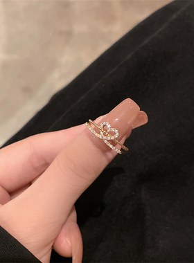 小众高货素圈蝴蝶戒指女设计小众简约冷淡风开口可调节食指戒时尚