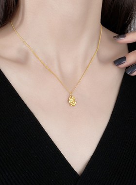 新款黄金色Hello星星猫吊坠项链女款3D立体甜美百搭高级V感Kitty