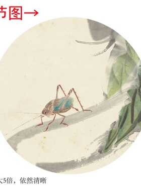 齐白石《白菜螽斯》客厅书房茶室装饰画挂画玄关水墨高清卷轴字画