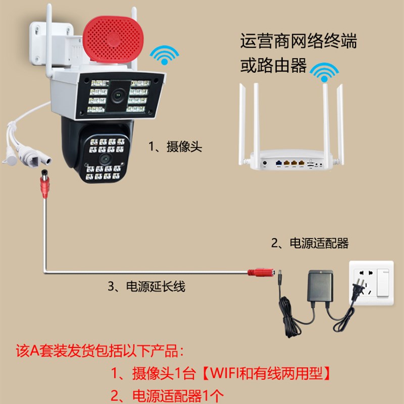 无线WiFi网路摄像头360度无死角家用手机远程语音对讲夜视高清