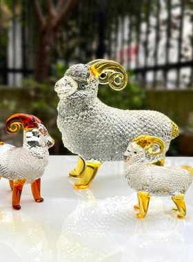 可爱琉璃羊家居客厅桌面摆件 茶几茶宠生肖羊摆饰三阳开泰装饰品