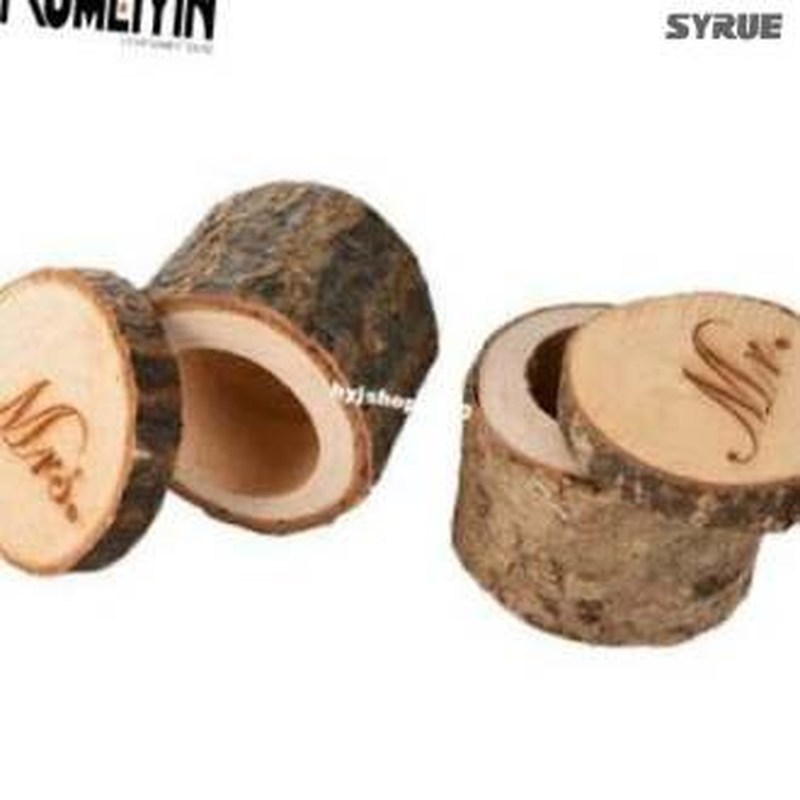 速发mantic 1Pair Mrs & Mr Wedding Ring Holder Wood Ring Pill - 图2