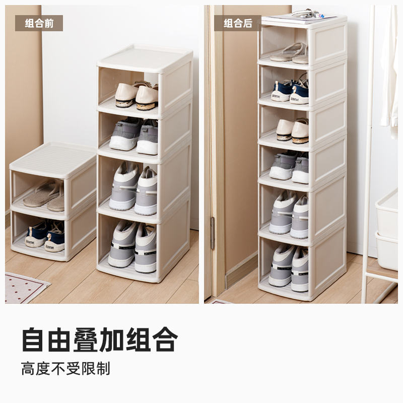 IRIS简易鞋架小窄门口鞋柜宿舍室内多层防尘家用鞋盒置物架 - 图2