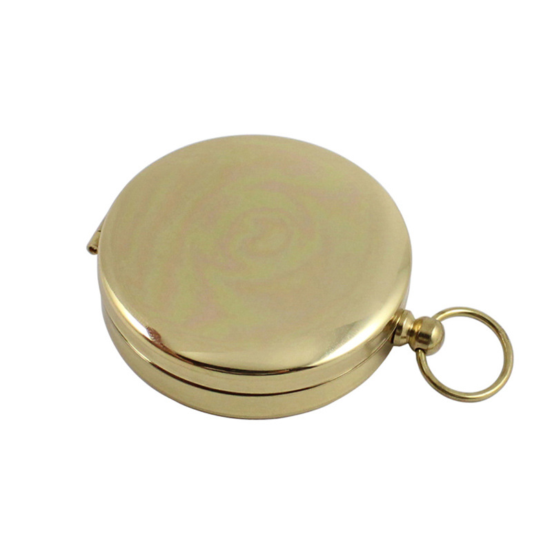 推荐High Quality Camping Hiking Pocket Brass Golden Compass-图2