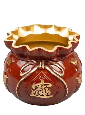 厂家发货黄铜摆件钱袋子招财进宝铜缸办公室笔筒金属摆件仿古黄铜