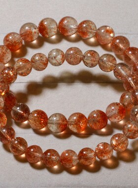 天然冰种白水体共生阿鲁沙水晶金草莓晶手链坦桑尼亚绿柱石手串女