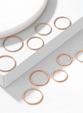10Pcs/Set Fashion Punk Minimalist Midi Round Twist Ring Set