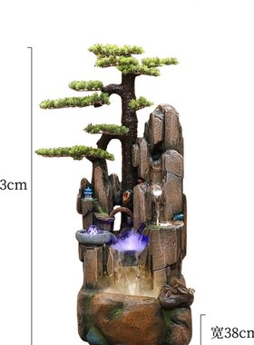 中式假山喷泉流水摆件鱼缸风水轮客厅办公室玄关落地乔迁开业礼品