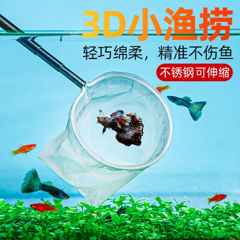 极速鱼缸捞鱼网水族箱抄网渔捞3d鱼捞小鱼小号手抄鱼网金鱼观赏鱼 - 图0