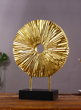 招财圆饼简约现代欧式摆件家居玄关客厅电视柜酒T店办公室开业礼