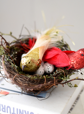 仿真草编鸟窝鸟巢假鸟拍照摄影道具户外客厅阳台装饰田园家居摆件