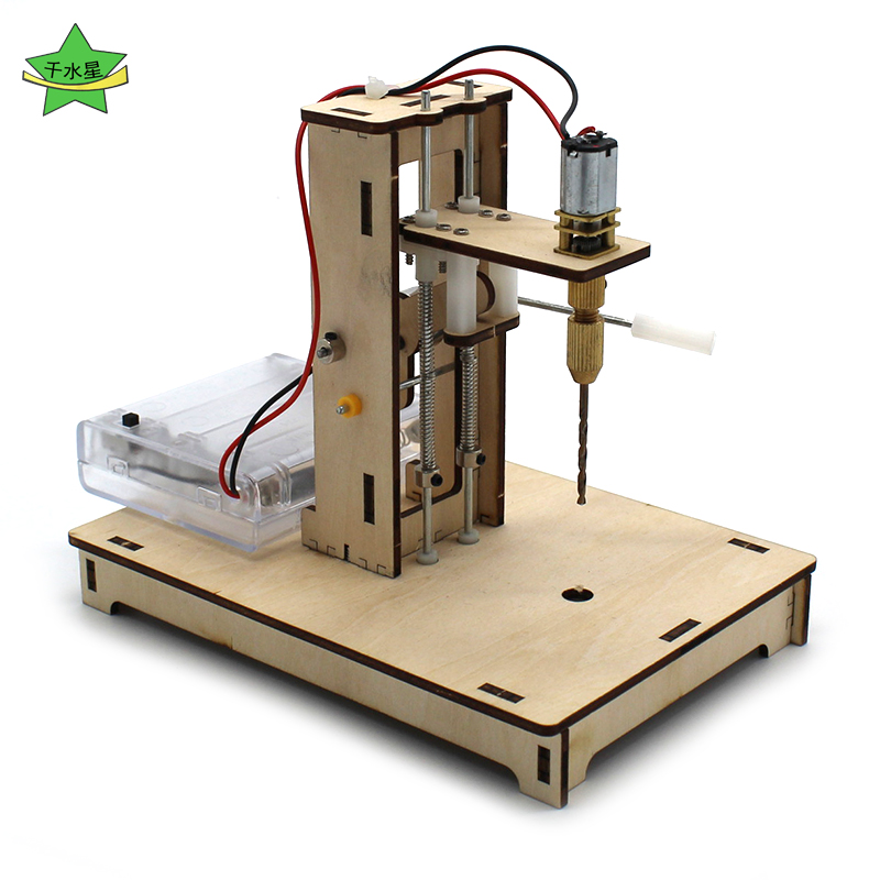 迷你小台式钻牀1号学生科技小制作小发明diy木板钻孔模型工具拼装 - 图0