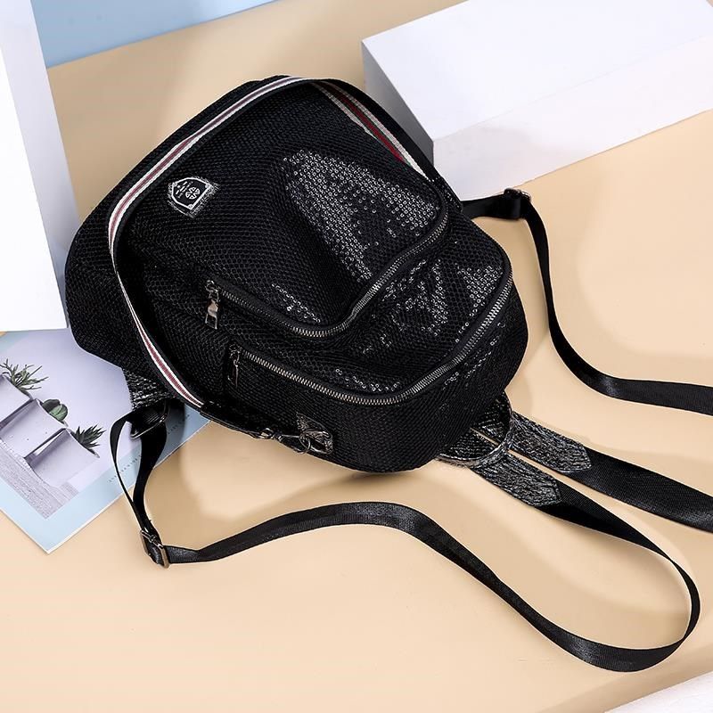 双肩包女韩版2023新款百搭休闲旅行背包时尚亮片牛津布背挎两用包,淘宝优惠券,粉丝福利购,淘宝优惠卷