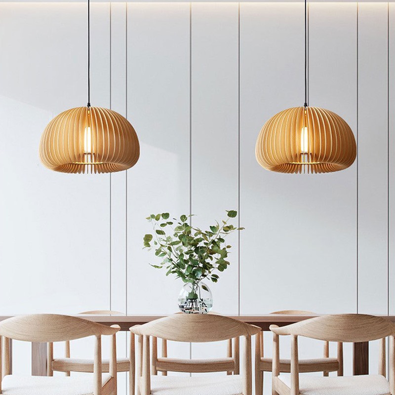 推荐Modern Wood Pendant Lights Solid Wood Pumpkin Bedside - 图3