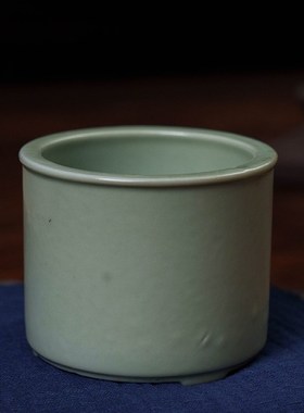 清代青釉三足香炉老物件文玩古董瓷器收藏客厅办公室香炉供奉摆件