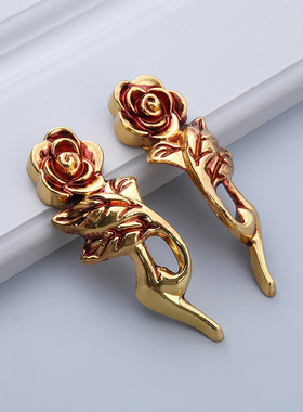 欧式玫瑰花抽屉拉手 五金配件衣柜床E头柜鞋柜拉手 抽屉锌合金拉