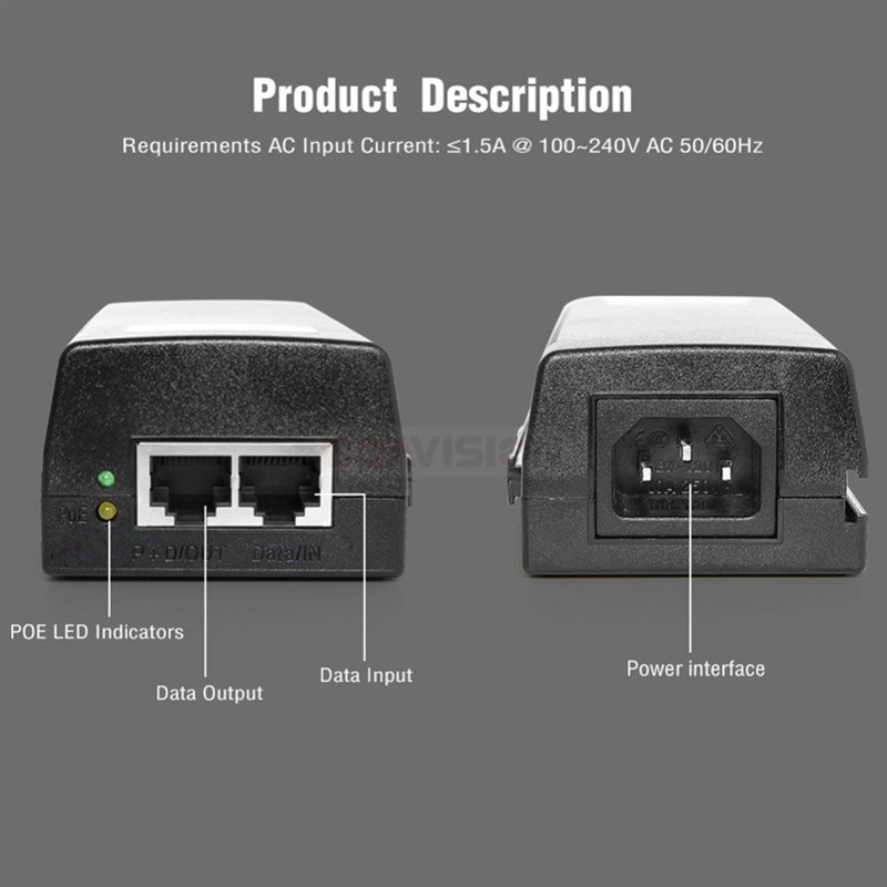 1000Mbps Gigabit 60W Hi Power POE Injector Compatible IEEE8 - 图2