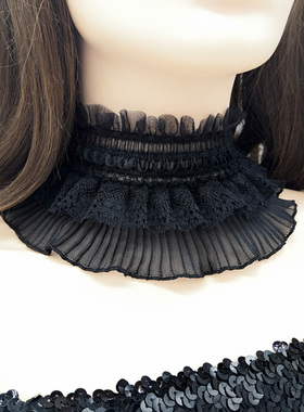 链脖子饰品黑色宽边蕾丝项项圈女颈带遮喉结颈部疤痕假领子围脖女