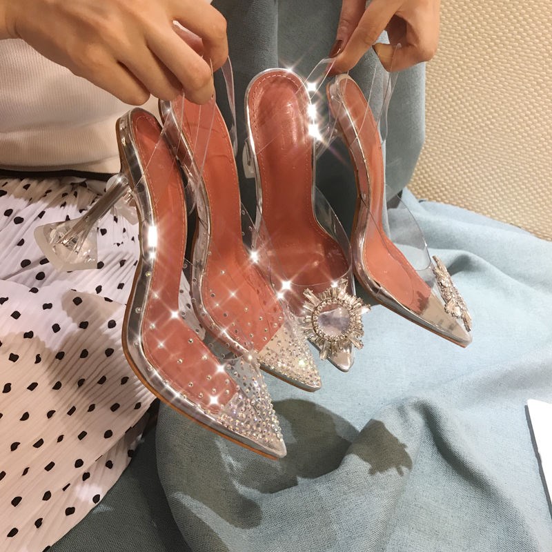 速发Luxury Women Pumps Transparent Sandals PVC Sexy High Hee-图0