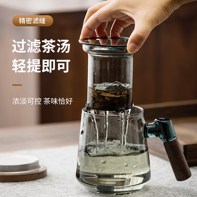 玻璃泡茶杯茶水分离耐高温水杯男士办公室个人日式家用茶道杯子 - 图0