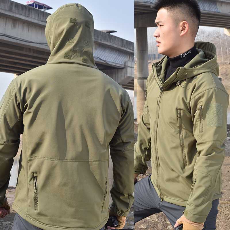 推荐Outdoor Shark Skin Soft Shell Tactical Jacket Men Waterp-图2