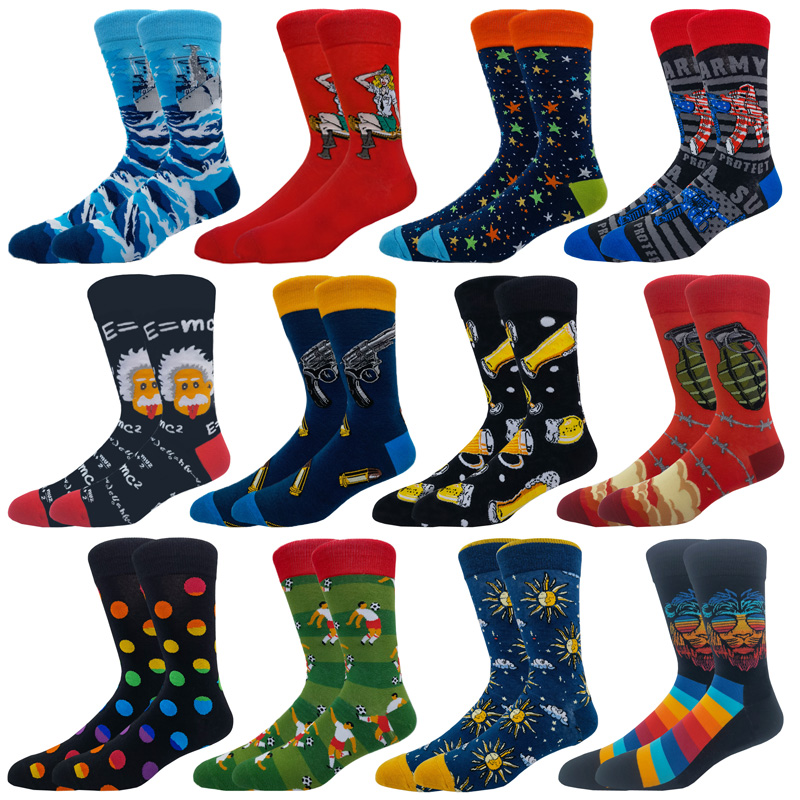 推荐Hot Sale New Combed Cotton Men Socks Harajuku Colorful - 图0