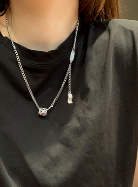 现货ins风网红小众设计感复古金属转运K珠项链女长款百搭毛衣卫衣