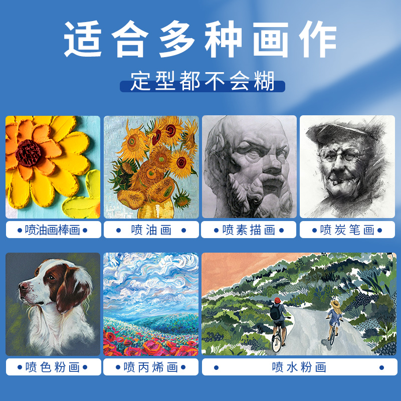 彩研定画液水性油画棒定画液喷雾美术专用哑光水粉素描画固色剂大 - 图2