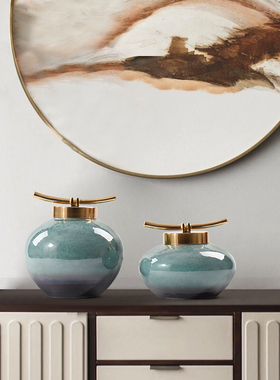 新中式陶瓷储物罐摆件创意客厅玄关酒柜样板房办公桌家居软装饰品