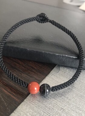 红竹石 影子石8毫米 手工编织 男生手链