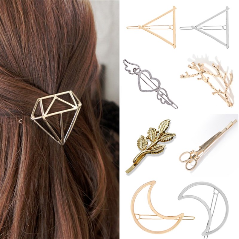 推荐Hair Clip For Women Scissors Diamond Round Moon Leaf Uni - 图0