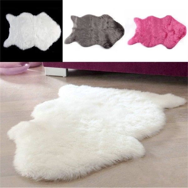 60x40cm Super Soft Fihx Sheepskan WasuablRe Carpet Warm - 图0