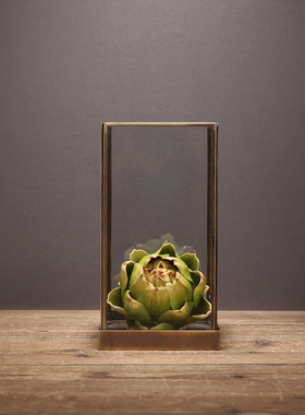 美式景观瓶玻璃花瓶北欧创意摆件铜条摆设多家居饰品简约现代花盆