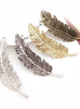 网红New Alloy Vintage Hair Clip Feather Leaf Shape Barrette