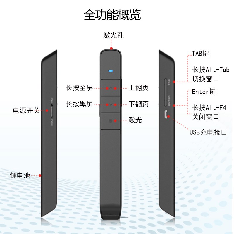 诺为N75C激光ppt翻页笔绿光LED液晶屏遥控器教师用投影汇报笔充电 - 图0