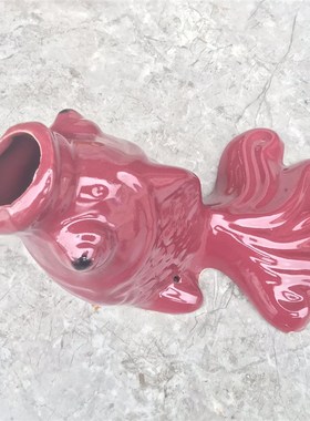 直销新品出水口外墙排水鱼圆林假山流水鲤鱼O喷泉鱼嘴陶瓷23长黄