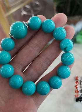 湖北原矿绿松石手链手串手镯项链佛圆珠散珠原石吊坠挂件男女配饰