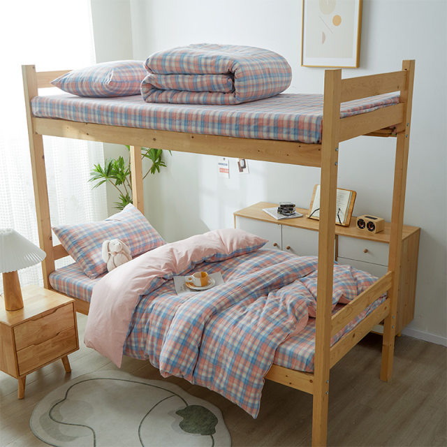 Class A full cotton student dormitory three-piece set 100 pure cotton water D-washed quilt cover bed sheets for top and bottom bunk beds for single beds
