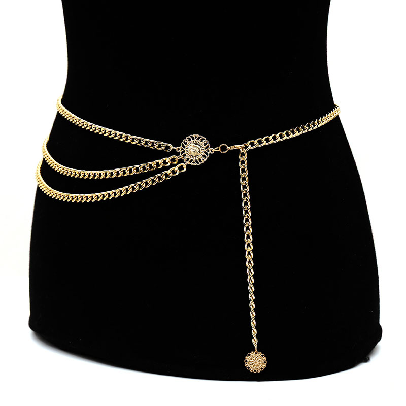 速发Elegant Multi-layer Chain Belt For Women Fashion Gold Si-图1