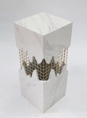 天然大理石底座客厅轻奢工艺品展示样品间玄关装饰摆件落地雕塑台