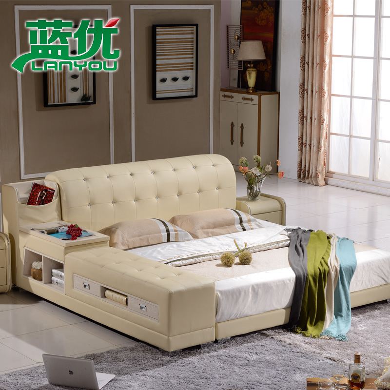 Buy Blue Gifted Master Bedroom Bed Tatami Bed Leather Bed