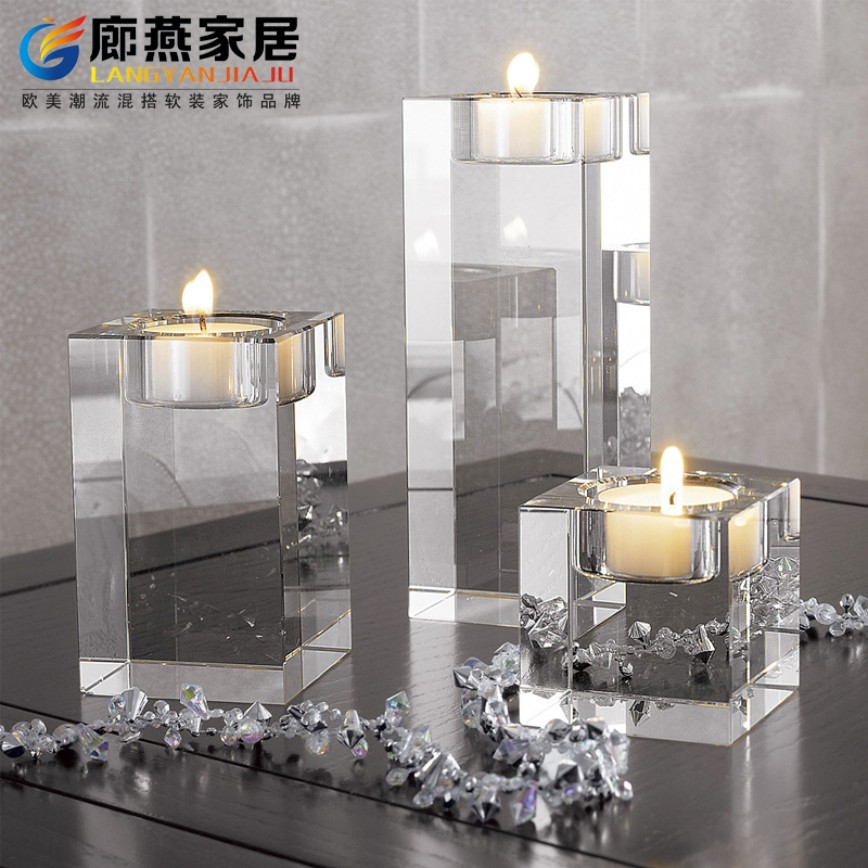 European Crystal Candle Holder Ornaments Hotel Dining Table Crystal Candle Holder Ornaments Hotel