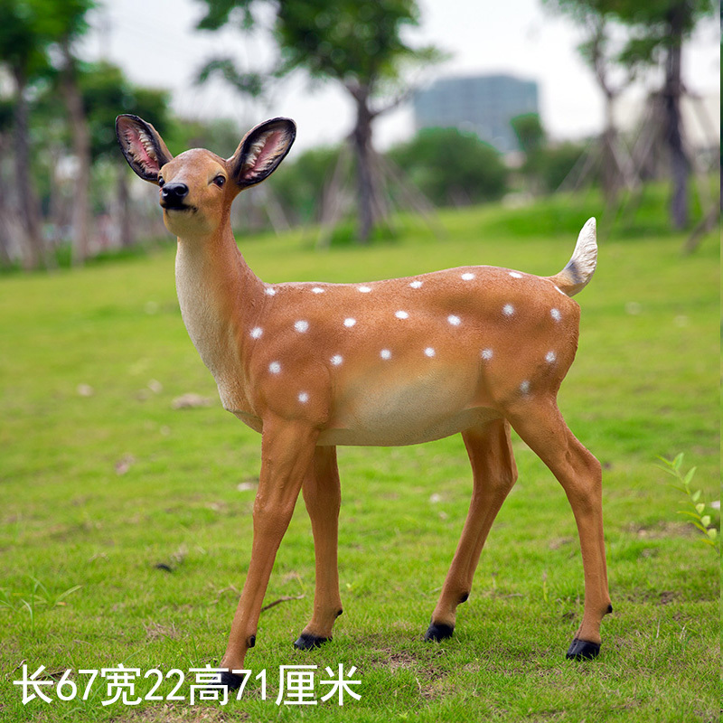 户外梅花鹿摆件落地园林景观花园仿真动物玻璃钢大招财雕塑装饰 - 图3